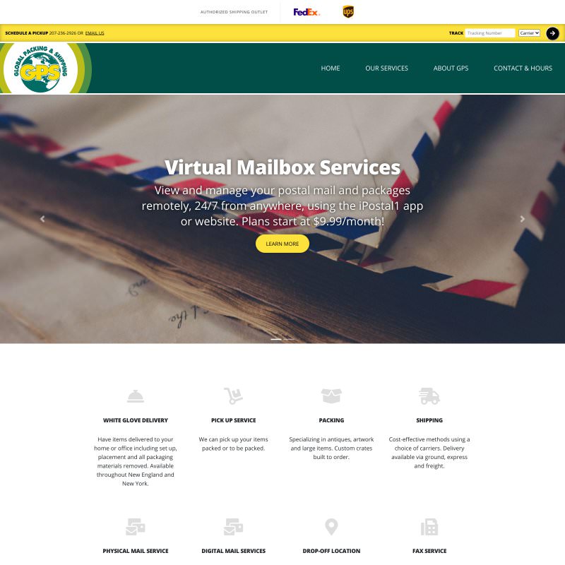 Global Packing and Shipping - web design