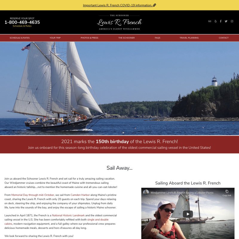 Schooner Lewis R. French - web design